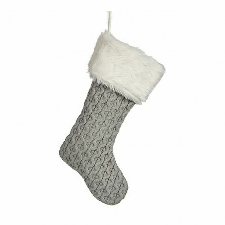 Christmas bauble Krist+ FG09-20493B FG09-20493B White Grey Cloth Christmas Stocking 28 x 4 x 46 cm (