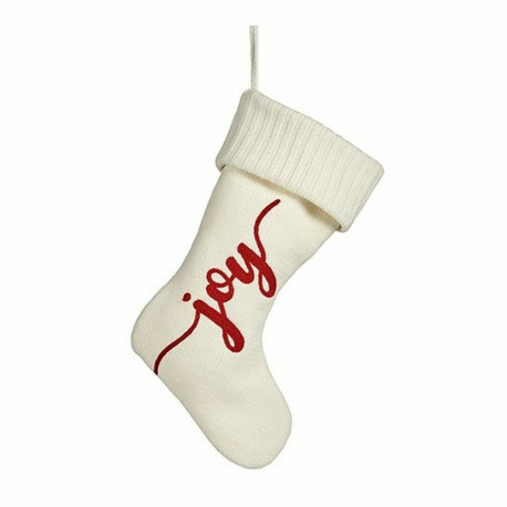 Christmas bauble Krist+ FG09-PX21418C Joy White Red Cloth Christmas Stocking 28 x 4 x 46 cm (12 Unit