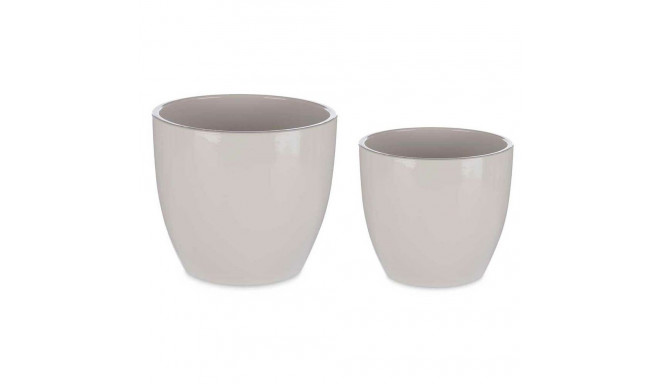 Set of pots Ø 22 cm Ø 28 cm 2 Pieces Grey Clay