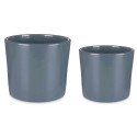 Set of pots Ø 22 cm Ø 27 cm 2 Pieces Anthracite Clay