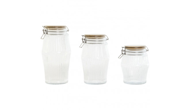 3 Tubs Home ESPRIT Transparent Silicone Bamboo Crystal 13,5 x 13,5 x 27 cm