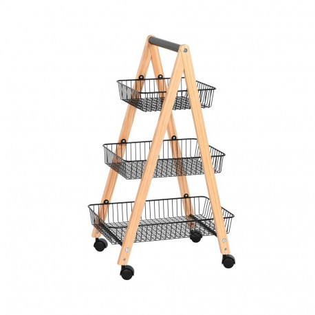 Puuviljakauss Home ESPRIT Must Naturaalne Teras Mänd 48 x 32 x 79 cm