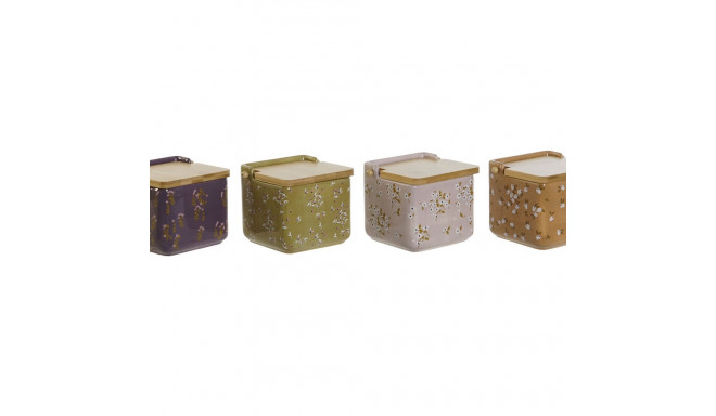 Salt Shaker with Lid DKD Home Decor Green Pink Mustard Lilac Bamboo 750 ml 14 x 12,5 x 12 cm (4 Unit