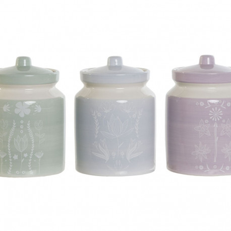 Tin DKD Home Decor Blue Green Lilac Dolomite 12 x 12 x 16 cm (3 Units)