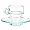 Cup with Plate Transparent Glass 90 ml (6 Units)