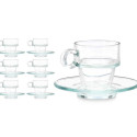 Cup with Plate Transparent Glass 90 ml (6 Units)