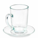 Cup with Plate Transparent Glass 200 ml (6 Units)