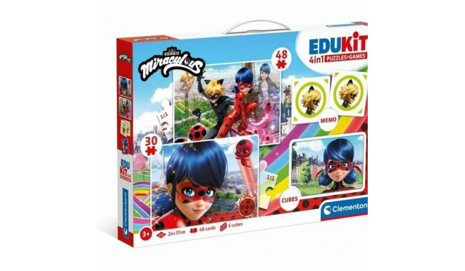 4 Pužļu Komplekts Miraculous: Tales of Ladybug & Cat Noir Clementoni Edukit