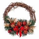 Advent wreathe Rattan Red Multicolour PVC 20 x 20 x 10 cm