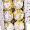 Christmas Baubles White Golden Paper Polyfoam 7,5 x 7,5 x 7,5 cm (6 Units)