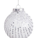 Christmas Baubles White Silver Plastic Fabric Sequins 8 x 8 x 8 cm (6 Units)