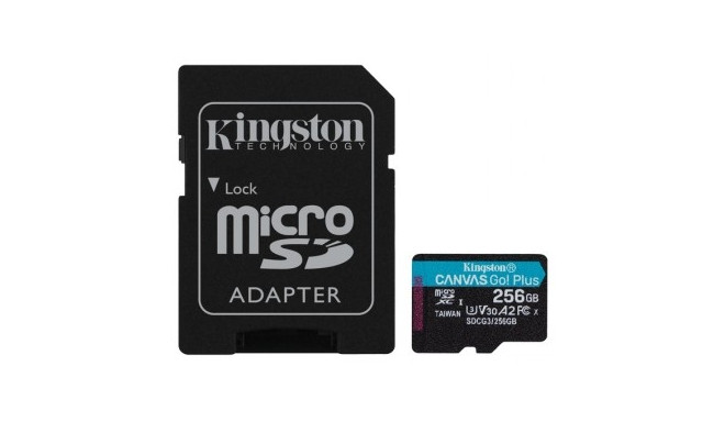 KINGSTON 256GB CANVAS GO! PLUS MICROSD CL10 UHS-I U3 W ADAPTER