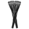 Pończochy z wetlooku z koronką XXXXL Noir Handmade
