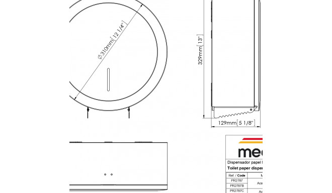 MEDICLINICS PR2787CS TOILET PAPER DISP. INDUST.27,5Øcm, SATIN