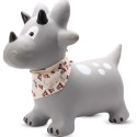 Skoczek gumowy dla dzieci DINO 59 cm szary z bandaną do skakania z pompką