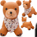 Skoczek gumowy dla dzieci TEDDY 52 cm brązowy z bandaną do skakania z pompką