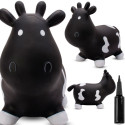 Skoczek gumowy dla dzieci KRÓWKA 57 cm czarno-biały do skakania z pompką