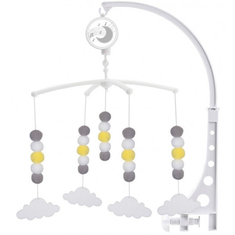 Voodikarussell muusikatoosiga pompoonid ja pilved