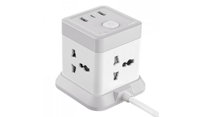 Power strip XO WL20 4x AC sockets, 1x USB-C, 2x USB-A, 2500W (white)