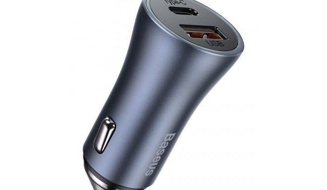 Ładowarka samochodowa Baseus Golden Contactor Pro, USB + USB-C, QC4.0+, PD, SCP, 40W (szara)