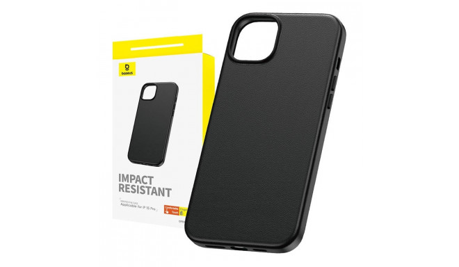 Phone Case for iPhone 15 Pro Baseus Fauxther Series (Black)
