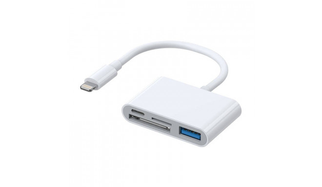  Joyroom adapter Lightning - USB/memory card reader OTG S-H142 SD, white