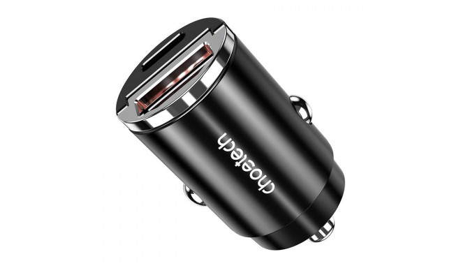 Car Charger Choetech TC0006 1x USB-A, 1x USB-C 30W PD 3.0 (black)