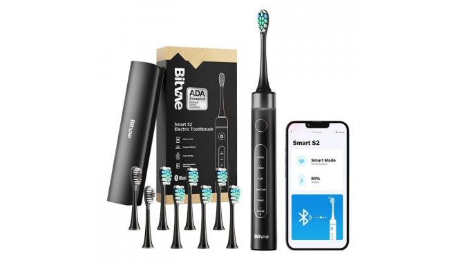 Sonic toothbrush with app, tips set and travel etui S2 (black)