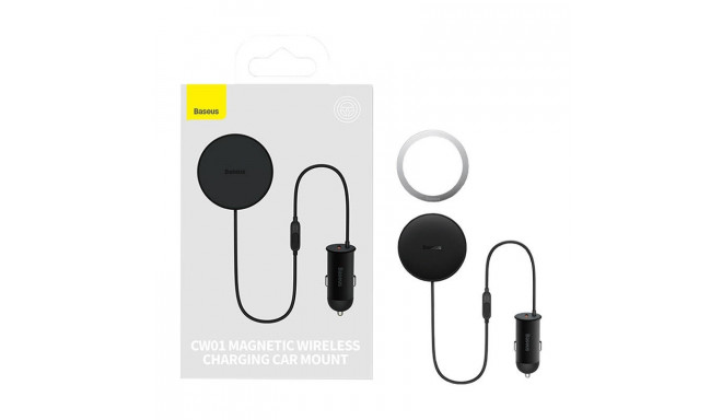 Magnetic Car Phone Holder Baseus CW01 to Ventilation Grid with car charger USB-A, 15W + 25W (black)