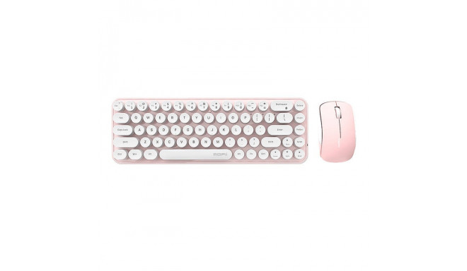 Wireless keyboard + mouse set MOFII Bean 2.4G (White-Pink)
