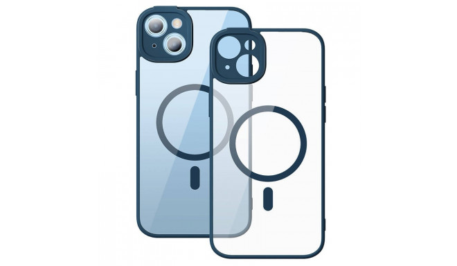 Baseus kaitseümbris + kaitseklaas Frame Magnetic iPhone 14 Plus, läbipaistev/sinine