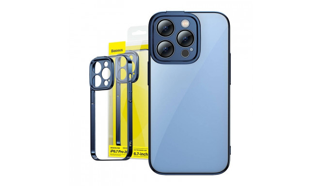Baseus kaitseümbris + kaitseklaas Glitter iPhone 14 Pro Max, läbipaistev/sinine