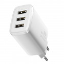 Baseus Compact Quick Charger, 3x USB, 17W (White)