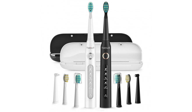 Sonic toothbrushes with head set and case FairyWill FW-507 (Black and white)