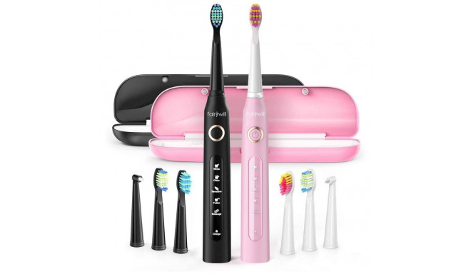 Sonic toothbrushes with head set and case FairyWill FW-507 (Black and pink)