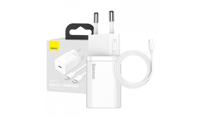 Baseus Super Si Quick Charger 1C 20W with USB-C cable for Lightning 1m (white)