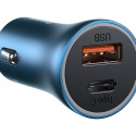 Baseus Golden Contactor Pro car charger, USB + USB-C, QC4.0+, PD, SCP, 40W (blue) + USB-C - Lightnin