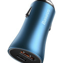 Baseus Golden Contactor Pro car charger, USB + USB-C, QC4.0+, PD, SCP, 40W (blue) + USB-C - Lightnin