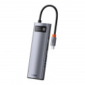 Hub 8in1 Baseus Metal Gleam Series, USB-C to 3x USB 3.0 + HDMI + USB-C PD + Ethernet RJ45 + microSD/