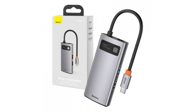 Hub 4in1 Baseus Metal Gleam Series, USB-C to USB 3.0 + USB 2.0 + HDMI + USB-C PD