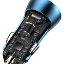 Baseus Golden Contactor Pro car charger, USB + USB-C, QC4.0+, PD, SCP, 40W (blue)