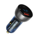 Dual Quick Charger Car Charger Baseus Particular Digital Display QC+PPS 65W (Silver)