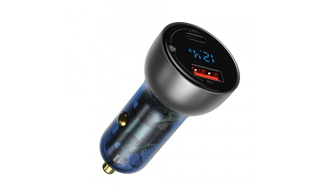 Dual Quick Charger Car Charger Baseus Particular Digital Display QC+PPS 65W (Silver)