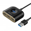 Baseus Square Round USB Adapter, HUB USB 3.0 to 1x USB 3.0 + 3x USB 2.0.1m (Black)