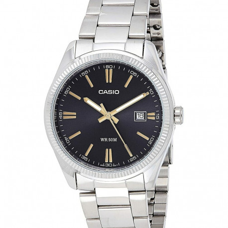 Men's Watch Casio DATE Black Silver (Ø 39 mm)