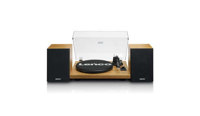 Recordplayer with built in amplifier and bluetooth plus external speakers Lenco, wood