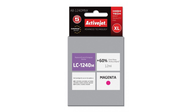 Activejet AB-1240MNX tindikassett (asendus Brother LC1240M/1220M; Supreme; 12 ml; magenta)
