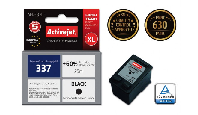 Activejet AH-337R Ink Cartridge (replacement for HP 337 C9364EE; Premium; 25 ml; black)