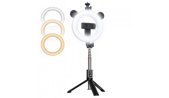 CP X4 LED 16cm Rechargeable Selfie Ring Light with BT Remote & Handle + Floor Stand 20-90cm + Phone 