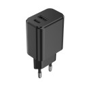 Setty USB-laadija 1xUSB + USB-C 3A 20W, must